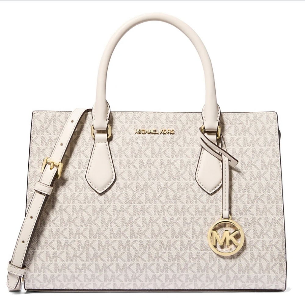 Michael Kors Sheila MD Satchel Crossbody Handbag Light Cream Multi MSRP $558 NWT